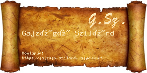 Gajzágó Szilárd névjegykártya